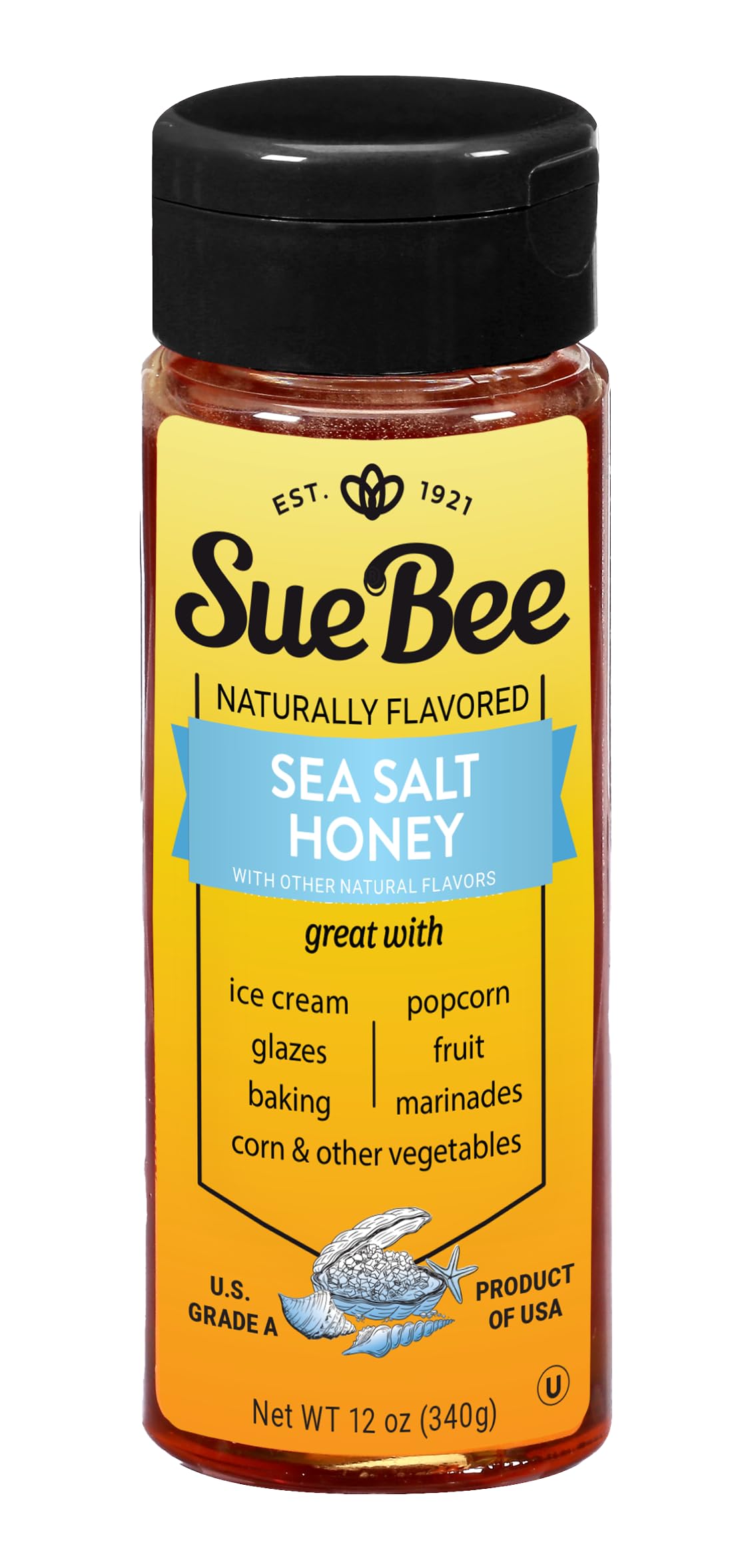 Sue Bee Naturally Flavored Sea Salt Honey For Tea and Water, Salads, Made in USA, 12 oz