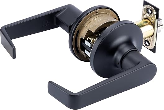 BRINKS Commercial - Light Duty Keyed Door Entry Storeroom Lever, Matte Black Finish - Meets ANSI Grade 2 Standards and is ADA Compliant