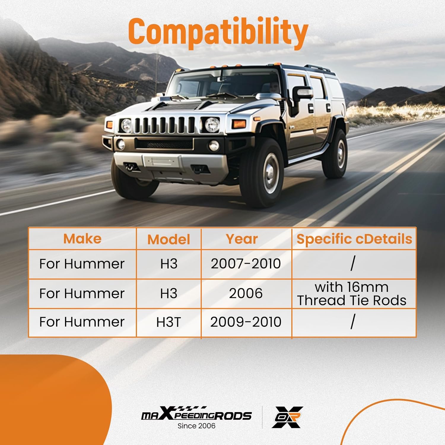 maXpeedingrods 10Pc Front Suspension Kit for Hummer H3 2006-2010 H3T 2009-2010, Upper Control Arm with Lower Ball Joint Sway Bar Link Outer Inner Tie Rod K621675 K621676
