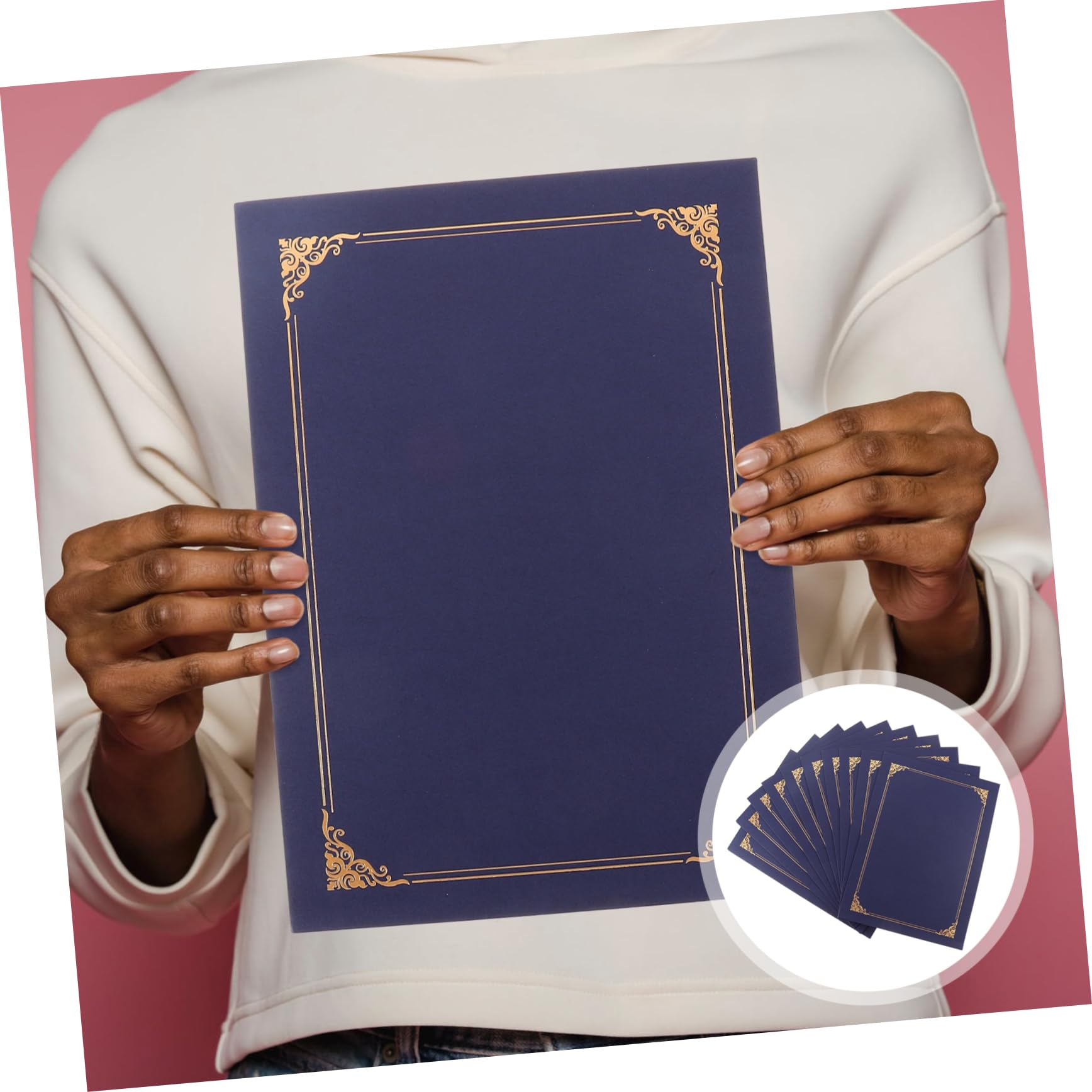 STOBOK Fundas para Certificados 10 Unidades Tamaño A4, Cubierta Protectora de Papel Borde Dorado, Presentador Resistente y Ligero para Diplomas y Premios en Oficina y Hogar