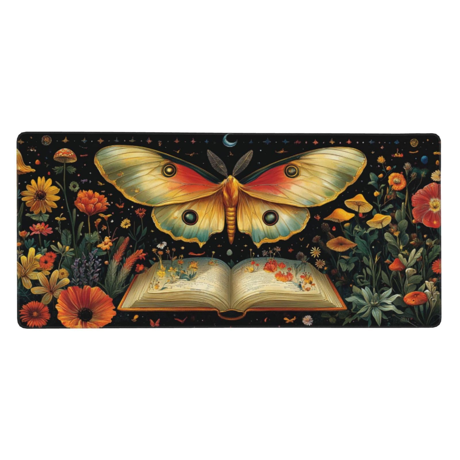Negro Alfombrilla de Ratón XXL 1200x600x3mm, Alfombrilla Raton Mariposa de Superficie Especial, Alfombrilla Ratón Gaming XXL de Alta Precisión 120x60cm, Home Decor, Accesorios de Oficina-z543