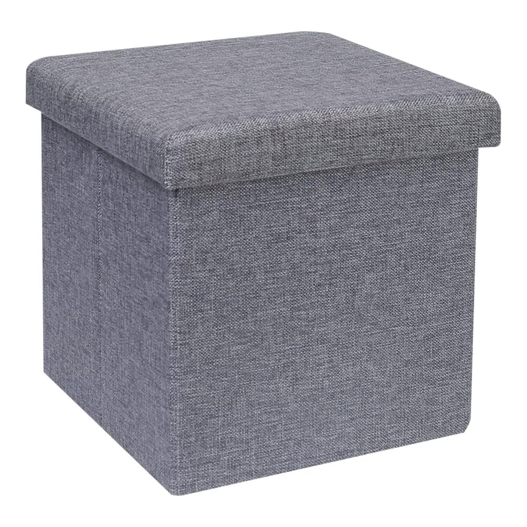 HOUSLETStorage Ottoman Cube, Linen Small Foot Seat,for Living Room, Bedroom, Home Office, Dorm Storage Footrest Grey 11.8"x11.8"x11.8" (Grey)