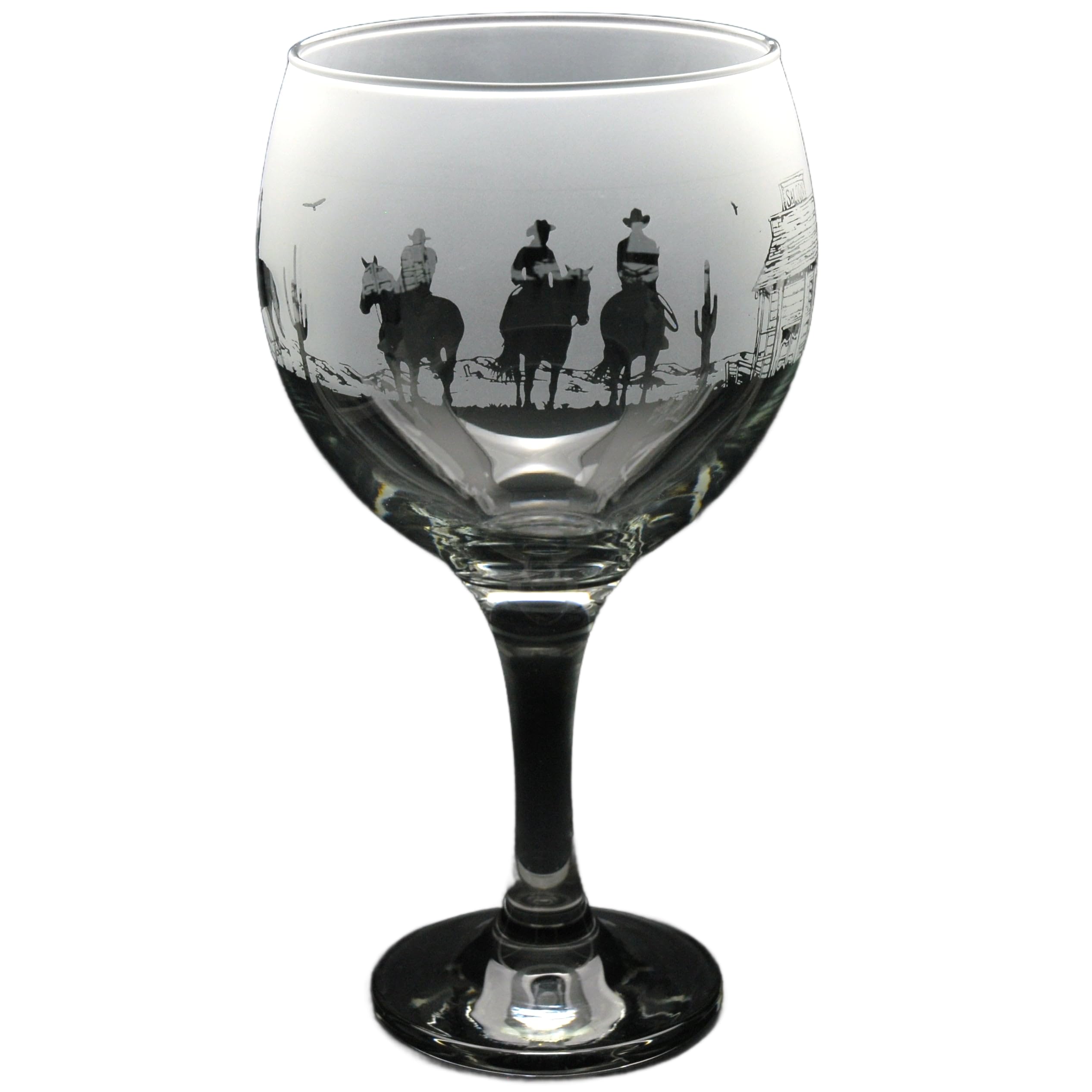 GLYPTIC Glass Art Wild West Hand Etched/Engraved Gin Cocktail Glass โ image 1