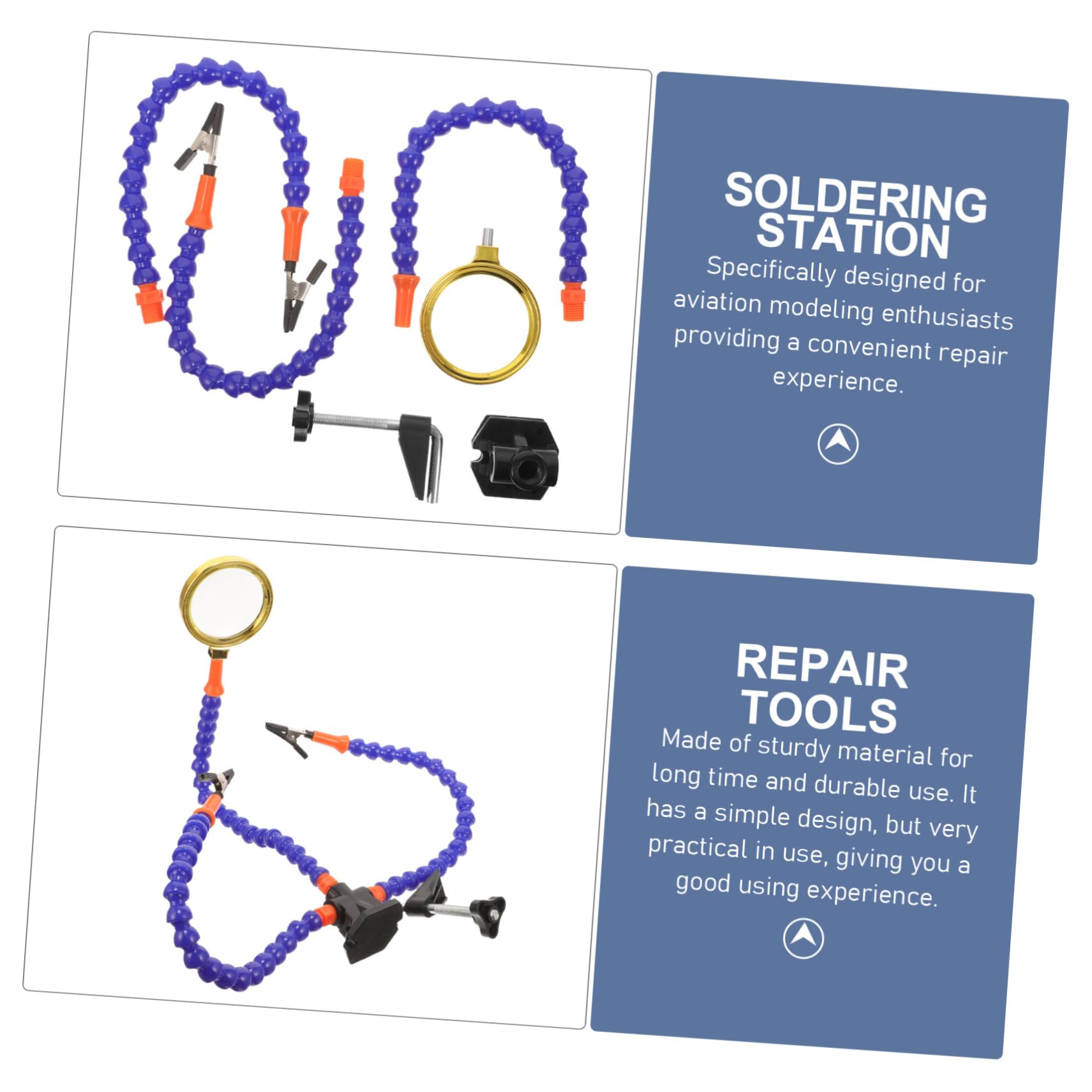 HOMSFOU Accessoires pour Table de Soudage Pince Crocodile 3 Griffes en Métal et Caoutchouc Loupe pour Soudure et Réparation Facile en Modélisme Aéronautique