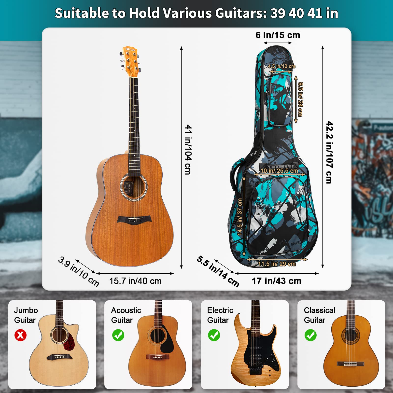 Borsa per chitarra triangolare-grigio, Colorato, A-borsa per chitarra-3