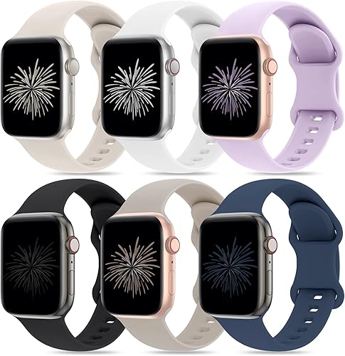 Miniatura 1 de QRose Paquete de 6 correas compatibles con Apple Watch de 1.496 in 1.575 in 1.614 in 1.654 in 1.732 in 1.772 in 1.929 in, correa deportiva de