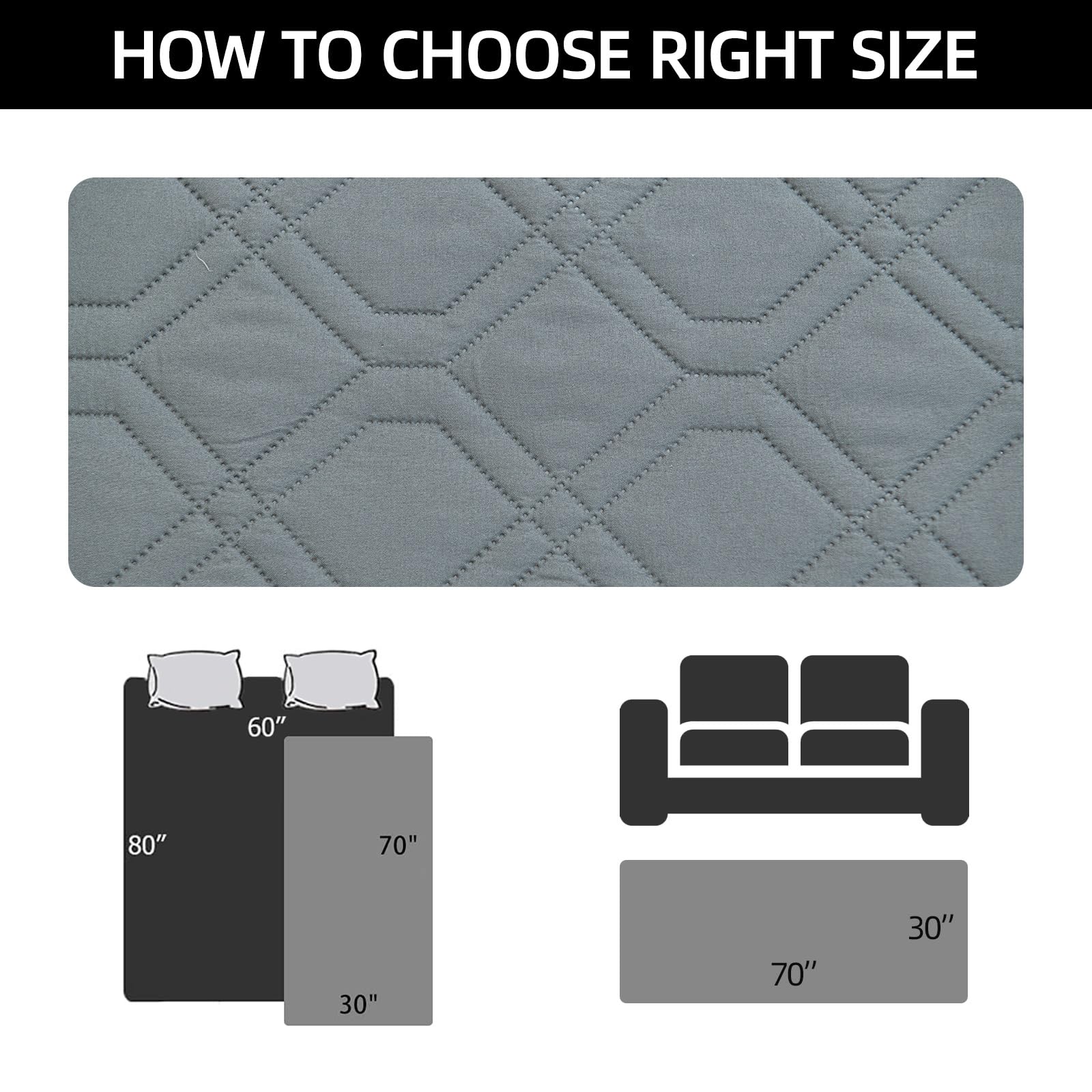 Couverture pour Chien Imperméable, Couvertures pour Chiens D'extérieur, Plaid Anti Pipi Lavable, Couverture de Protection pour Canapé, Jeté pour Chiot Résistant Aux Pipis, pour Canapé Voiture(Dark gra