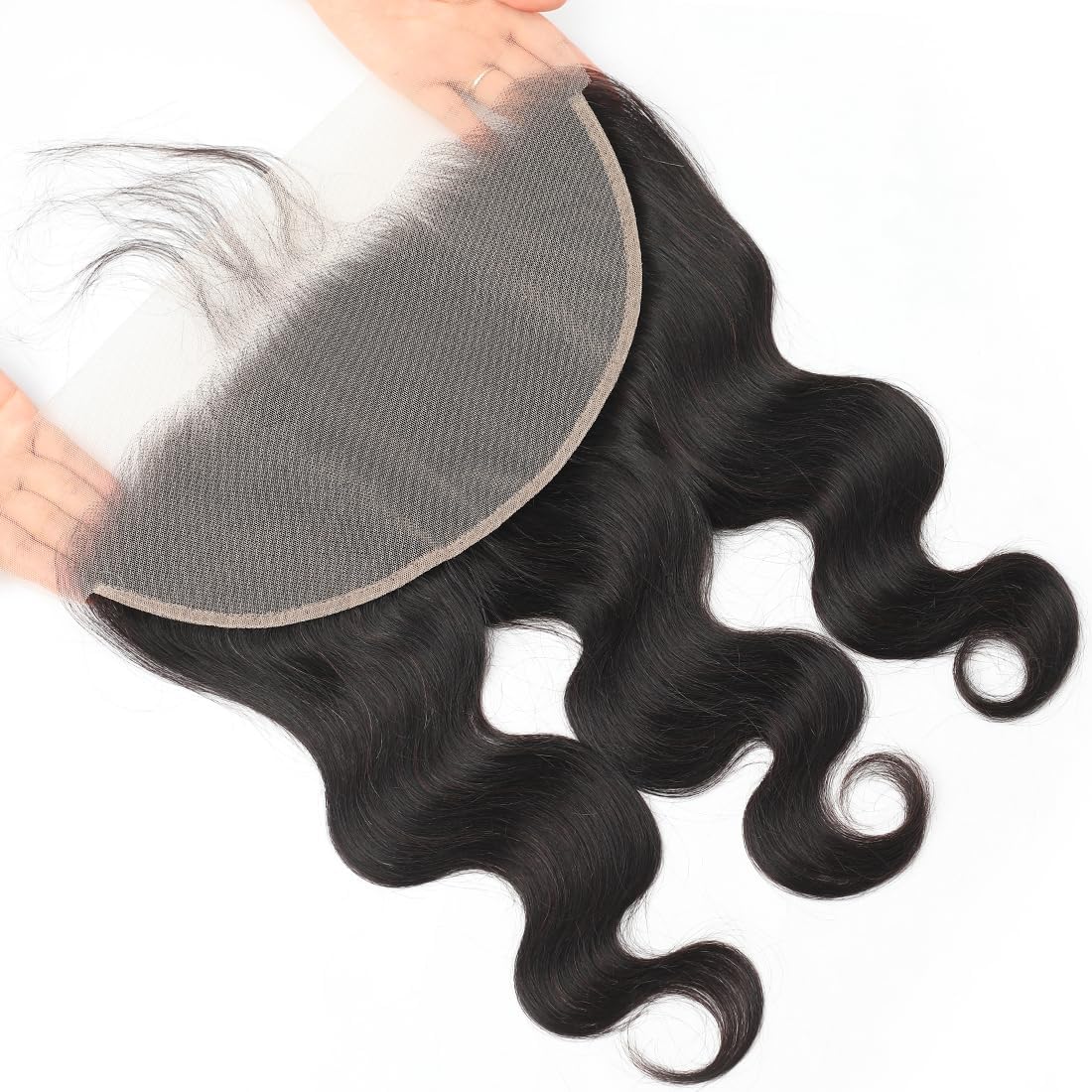 13x6 Lace Frontal Human Hair Closure Body Wave HD Transparent 13x6 Ear to Ear Frontal Closure With Baby Hair Free Part 100% Virgin Human Hair Natural Hairline 16inch