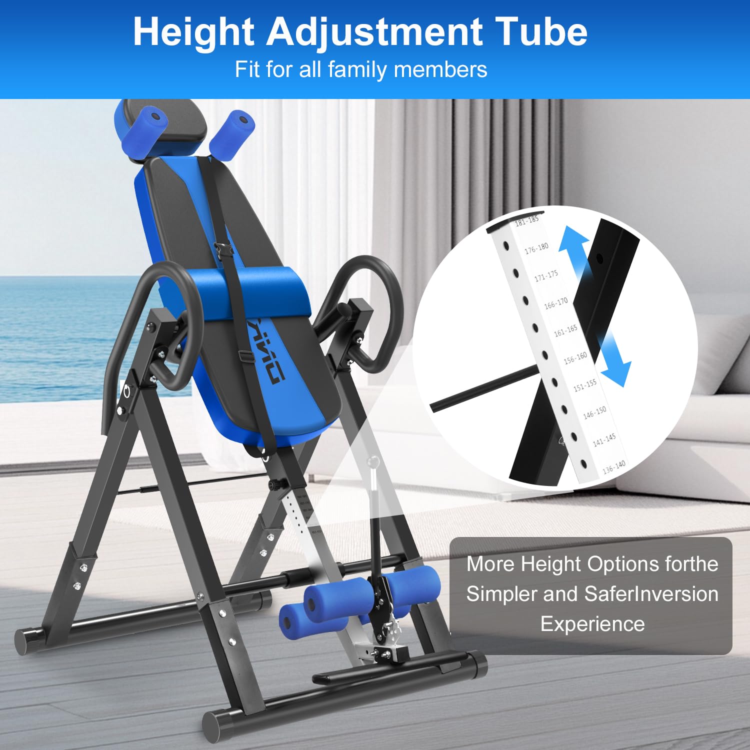 Inversionsbank für Zuhause, Verstellbarer Schwerkrafttrainer, Inversionstrainer zur Entlastung der Wirbelsäule, 3 Neigungswinkel,bis 150 kg