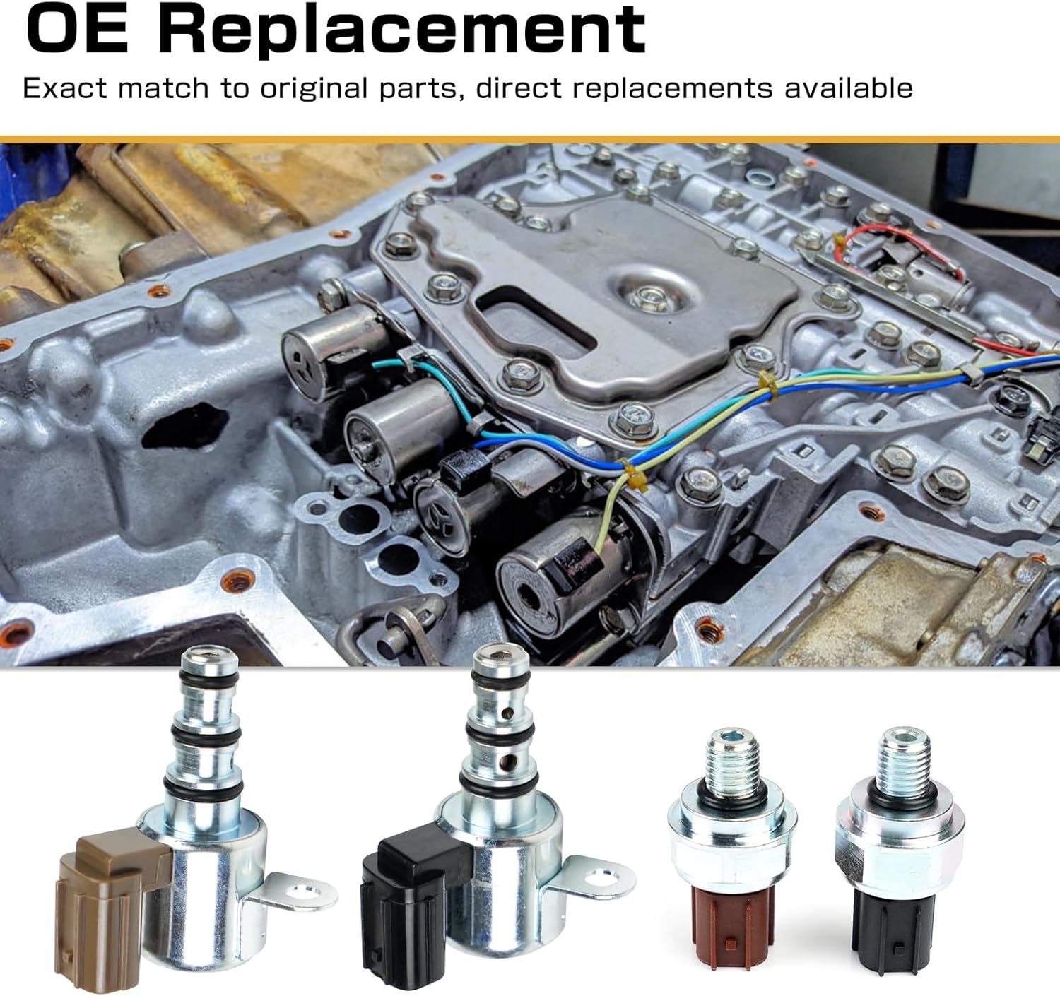 BHB Transmission Solenoid Kit Compatible with Honda Accord Acura Odyssey Pilot TL CL MDX Replace 28250-P6H-024 28250-P7W-003 28400-P6H-013 28500-P6H-013 28600-RKE-004 28610-RKE-004