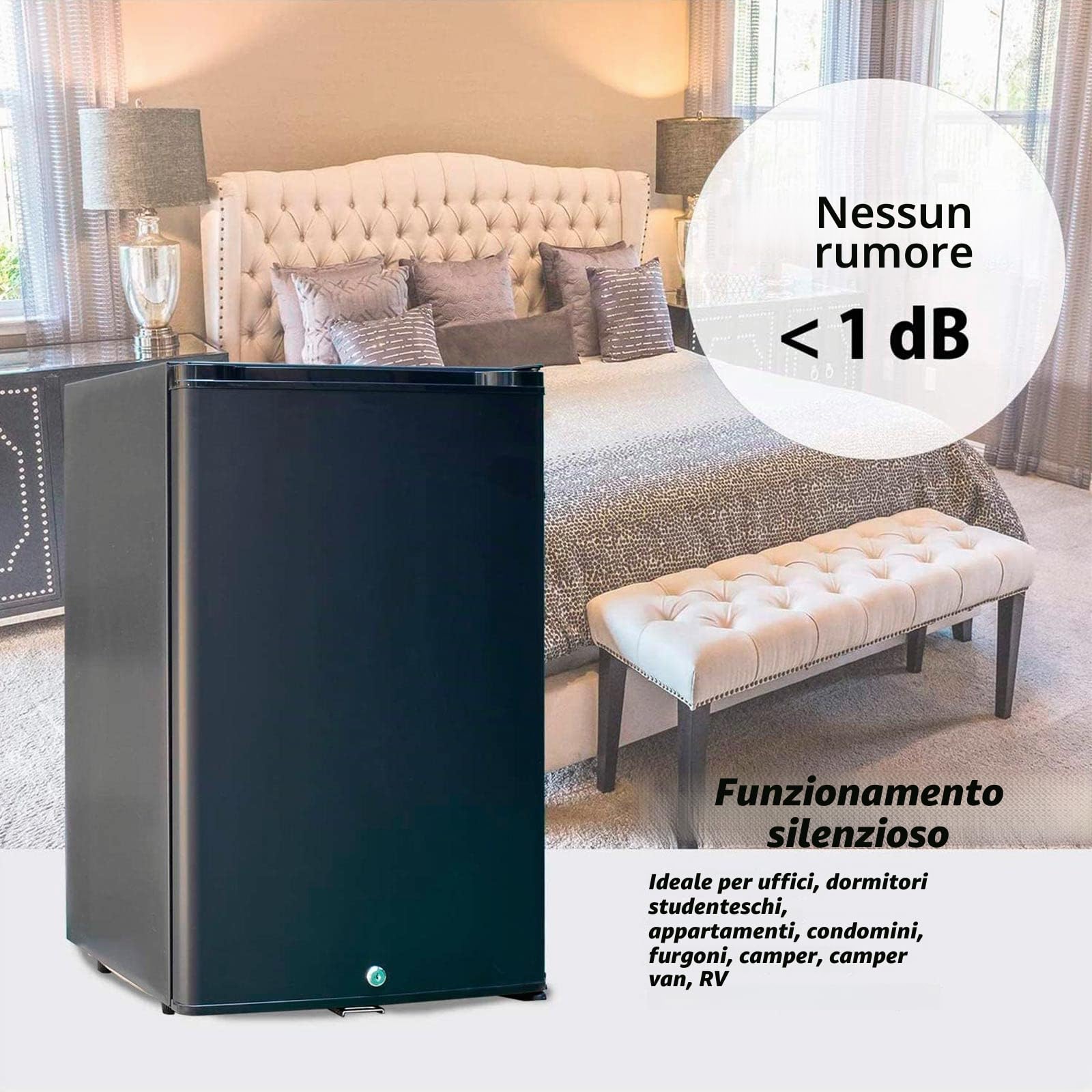 SMETA Frigo Camping 44L, Frigo12V 220V Frigo Caravan Frigo 12V Mini Frigo Camera Frigorifero Campeggio Car Nero per Caravan Van Fourgon Ufficio Gite