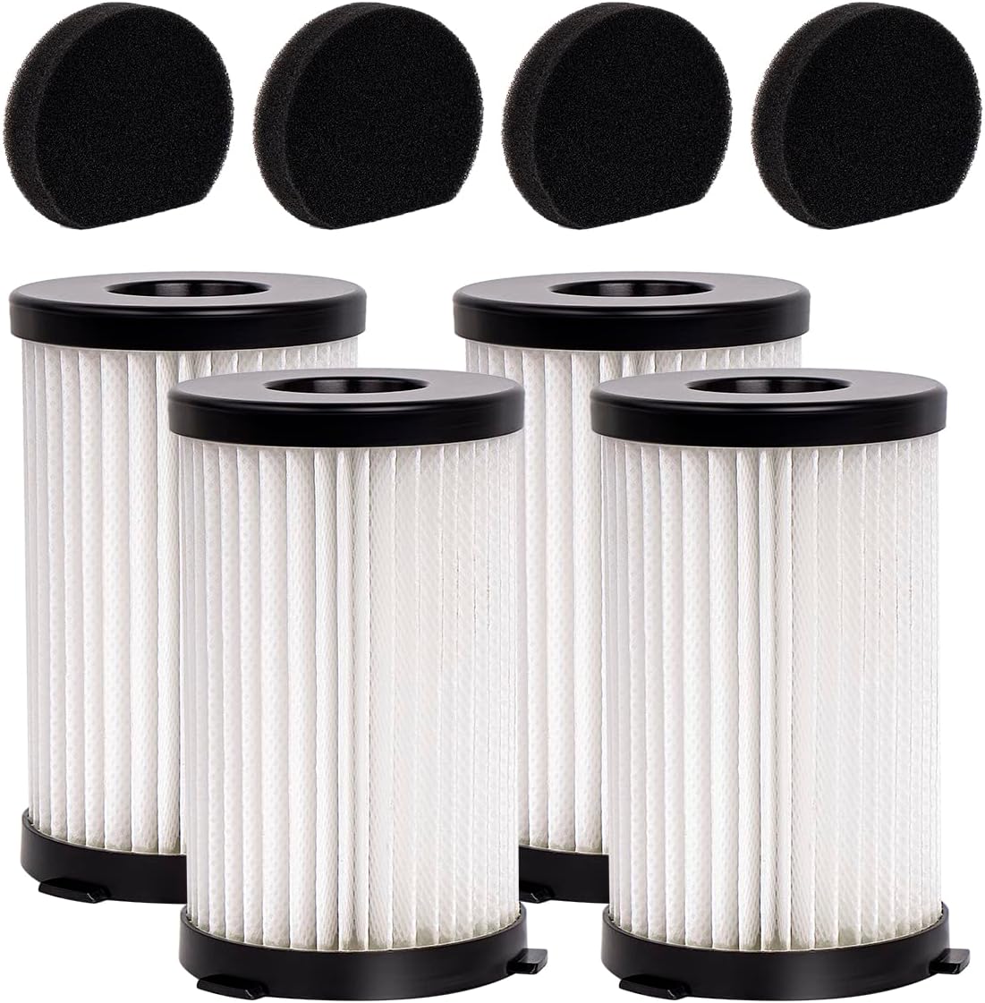 YanBan4 HEPA Filters + 4 Sponge Compatible with MooSoo D600/D601 iwoly V600, for Ariete Handy Force 2759/2761, for Conga Thunderbrush 520/550/560