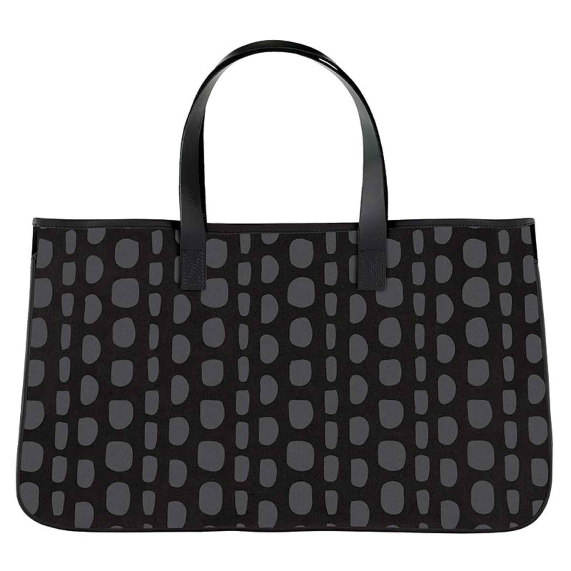 Santa Barbara Design Studio Tote Bags Hold Everything Women's Canvas Shoulder Bag with Waterproof Lining, 20" x 11", Black/Grey Dots