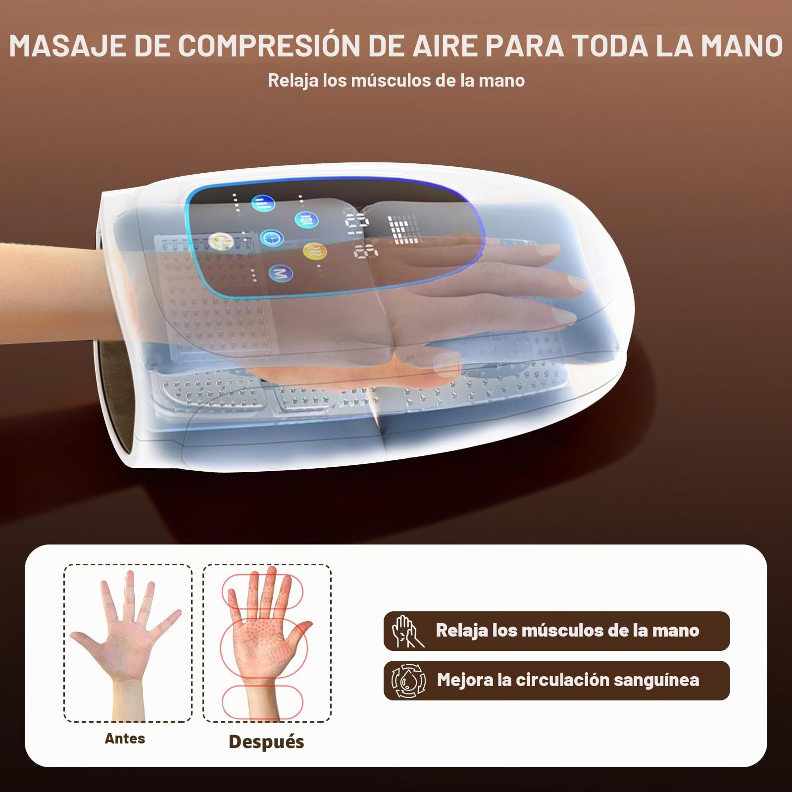 Masajeador eléctrico de mano, masajeador de mano inalámbrico | 3 modos de masaje, 5 niveles de intensidad, masajeador de mano portátil con pantalla táctil, regalo para mujeres y hombres