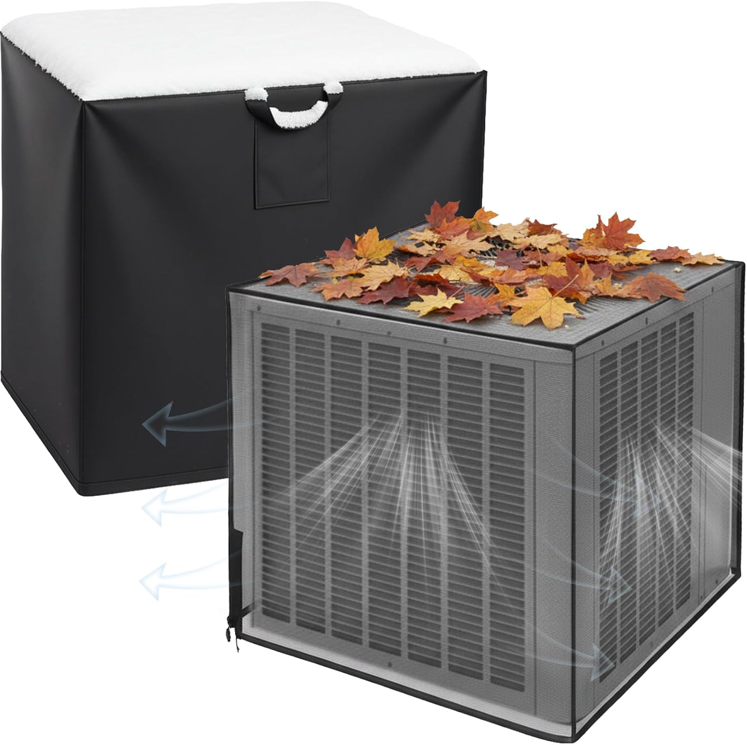 2 Pcs Air Conditioner Covers for Outside Window Central Air Protector Full Mesh HVAC Cover Waterproof Ac Unit Covers Outdoor for All Seasons Summer Winter(32"x32"x36")