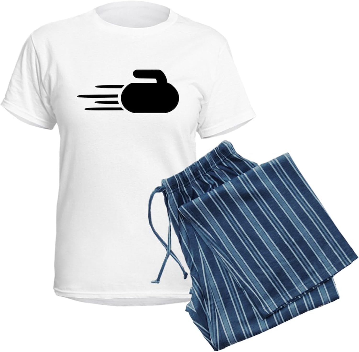 CafePress Curling Stone Women's Light Pajamas Women's Novelty Cotton Pajama Set, Comfortable PJ Sleepwear