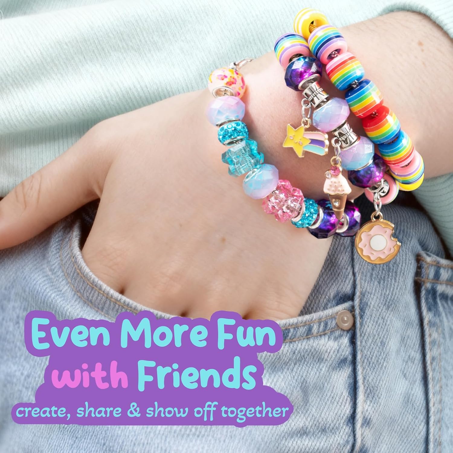 Charm Bracelet Making Kit & Unicorn/Mermaid Girl Toy- ideal Crafts for Ages 8-12 Girls who Inspire Imagination and Create Magic with Art Set and Jewelry Making Kit