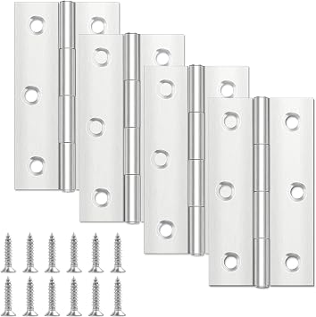 4 Pcs Door Hinges 68   38   1mm, Hinge with 24 Pcs Screws
