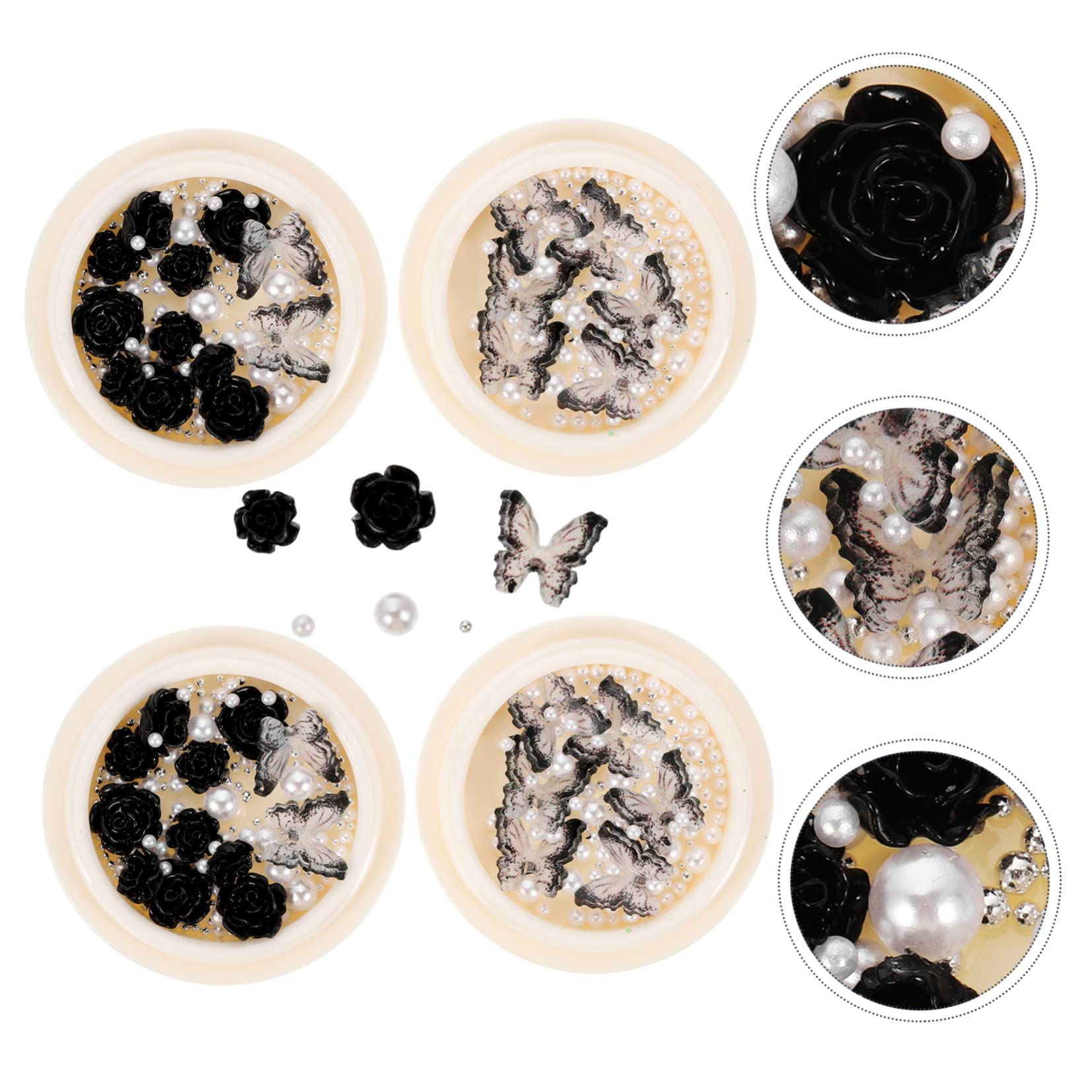 4 Set Decorazione Floreale Per Unghie Decorazioni Unghie Decorazioni Per Unghie - Accessori Per Nail Art Adesivo Perle Per Unghie Forniture Per Unghie Resina 4 Scatole*4
