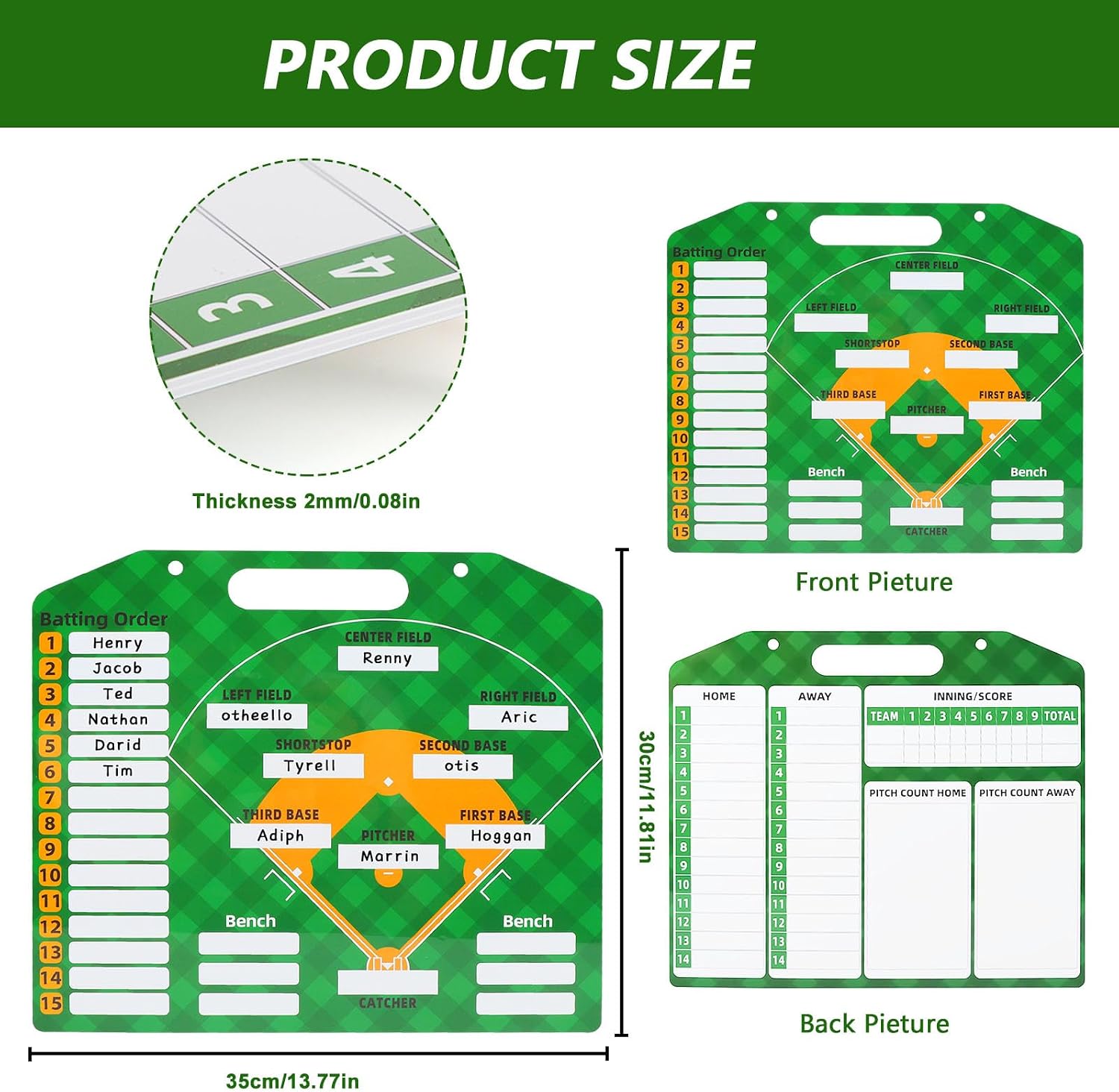 Magnetic Baseball Lineup Board for Dugout, Dry Erase Coach Lineup Board, Premium Tactical Baseball Coaching Board with 30 Lineup Cards and 10 Marker, Softball Baseball Coach Gifts