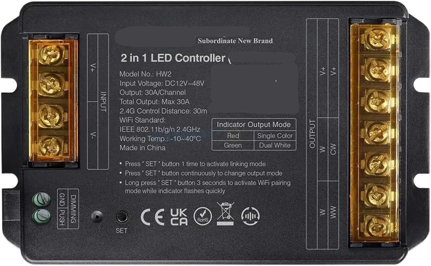 HW5 HW2 LED controller 30A single color/dual white light/RGB/RGBW/RGB+CCT(HW5 5 in 1)