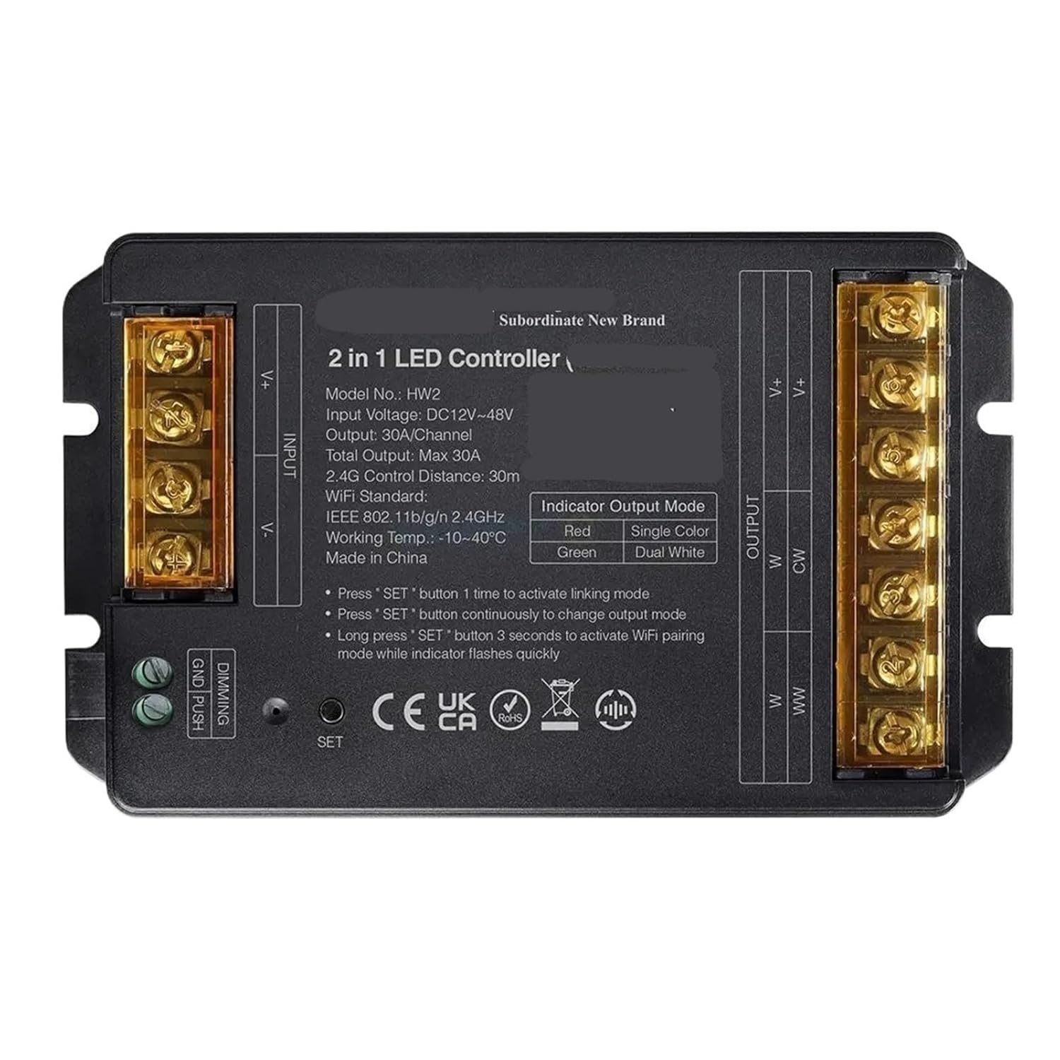 HW5 HW2 LED Controller 30A Single Color/Dual White Light/RGB/RGBW/RGB+CCT(HW2 2 in 1)