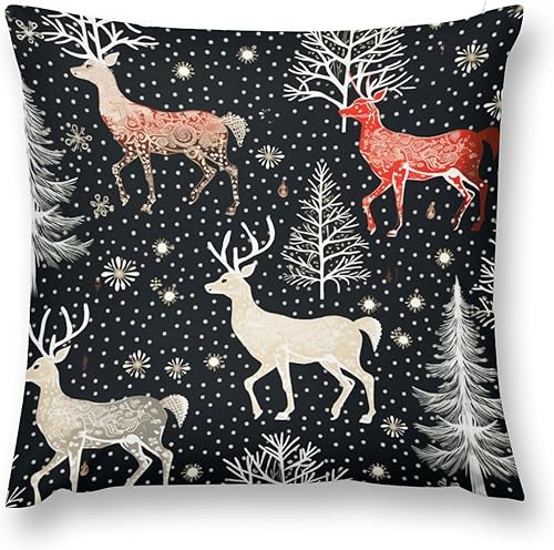 Miniatura 2 de Funda de almohada de Navidad, renos, copos de nieve, cojines decorativos para la sala, Navidad, cuadrada, suave, fundas de almohada para sofá,