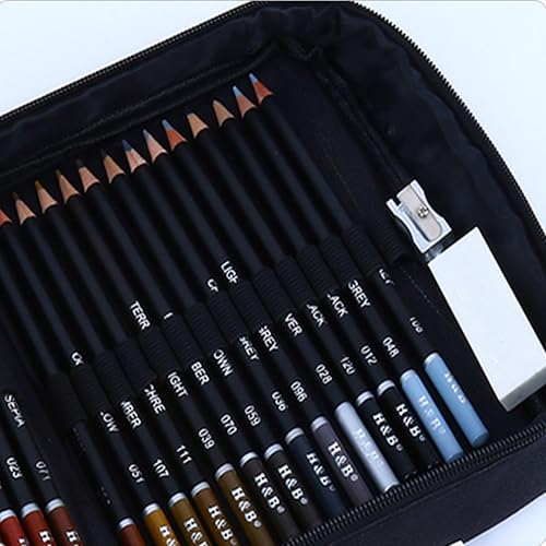 Miniatura 3 de Joyeee Juego de 72 lápices de colores en estuche con cremallera, suministros de dibujo a lápiz de color al óleo de grado profesional, fácil de
