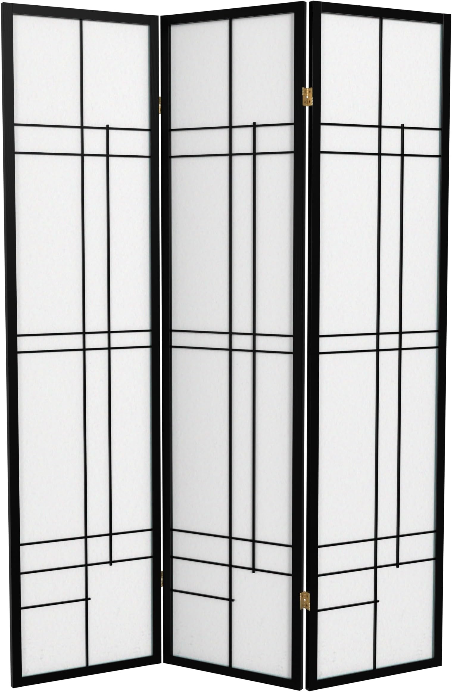 Red Lantern 6 ft. Tall Eudes Shoji Screen - Black - 3 Panels