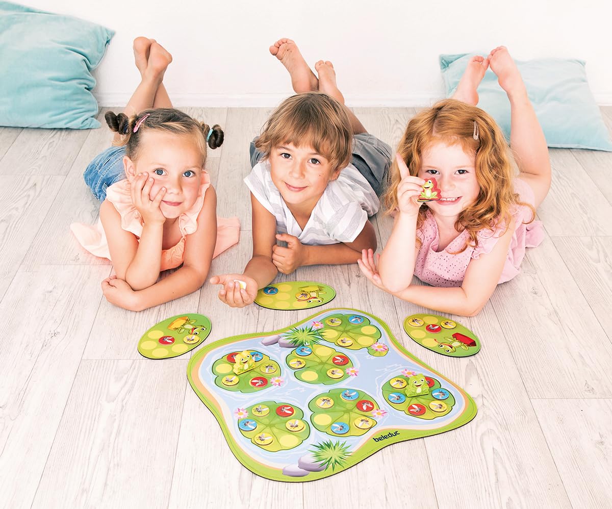 Beleduc Quaki - Tapis de Jeu de Grenouilles Magnétiques - Développement de la Mémoire et Apprendre Les Couleurs pour Enfants 3 Ans - Cadeau Fille Garçon - Jeu Éveil, Motricité