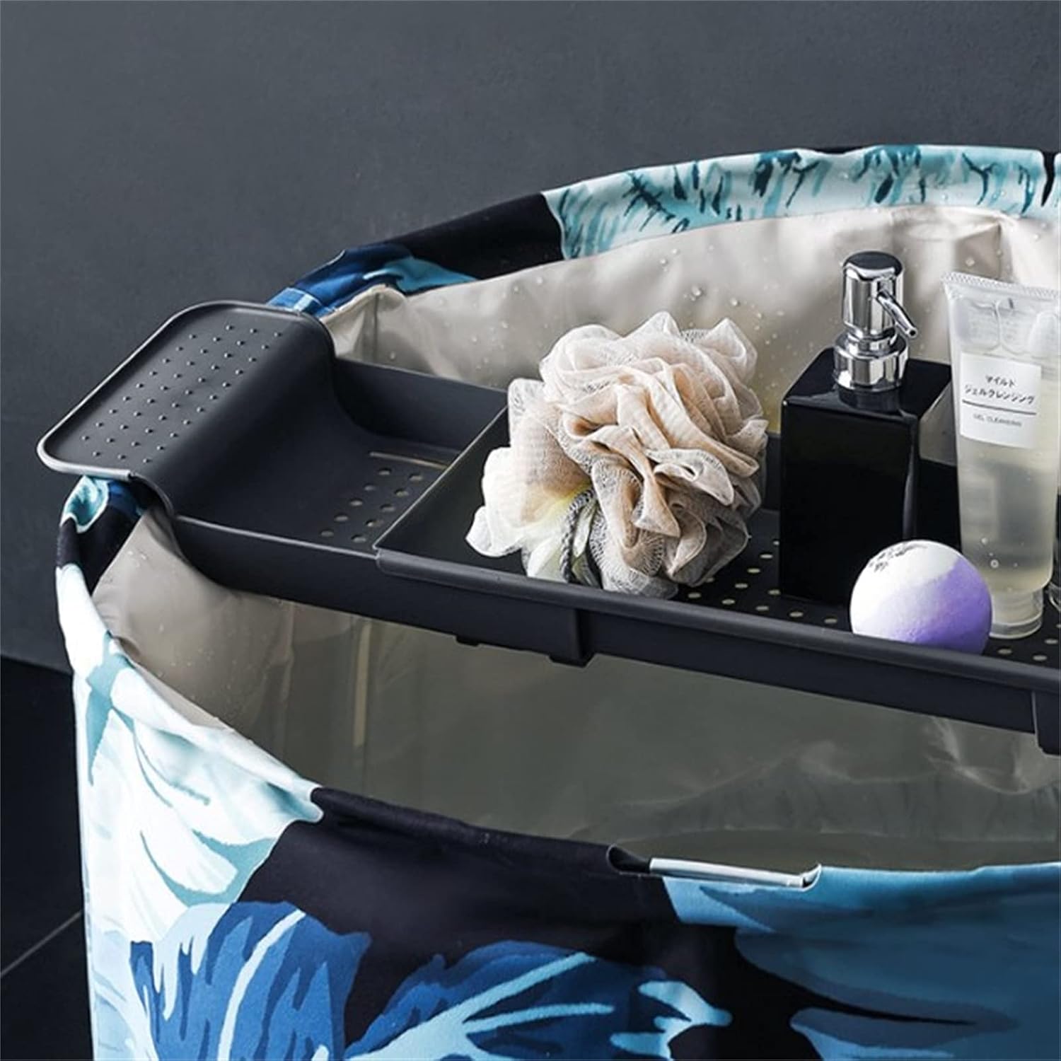Bathtub Caddy Tray Bathtub Rack Tablet Computer Notebook Rack Non-Slip Wine Rack Bathroom Bathtub Shelf Corner Rack (Color : Black Size : 55.5-78x17.5x6.5cm)