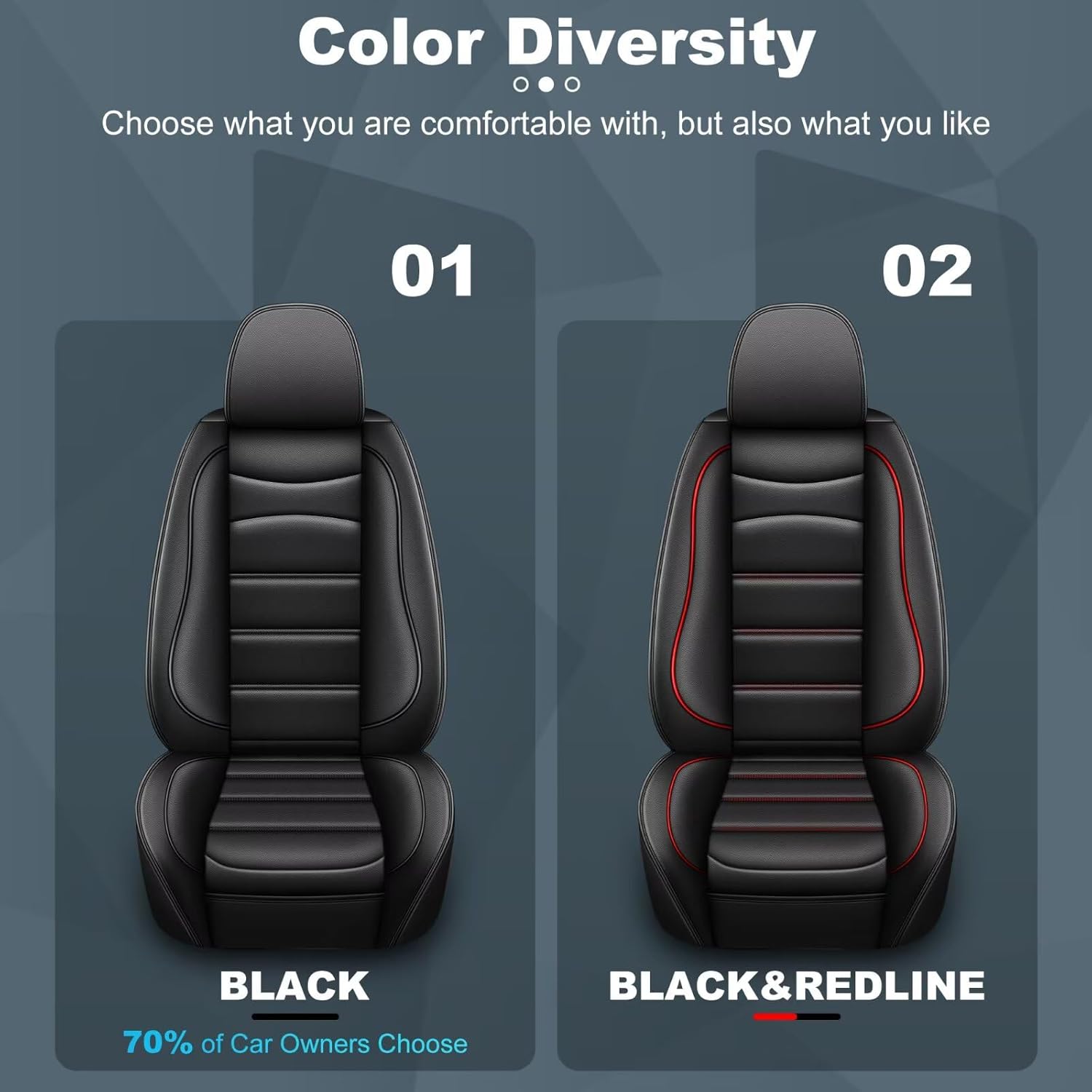 Black Leather Car Seat Covers Fit for Jeep Grand Cherokee 2007-2010 Accessories - Easy Install & Clean - Airbag Compatibility