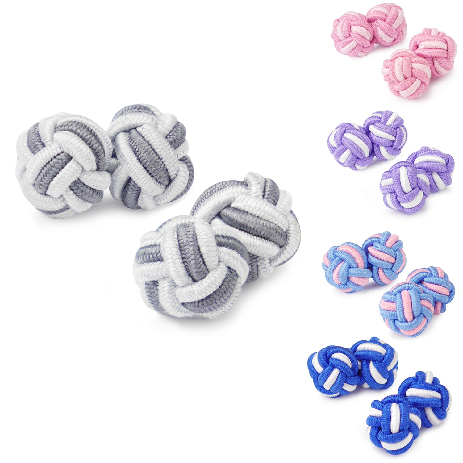 5 Pairs Mens/Women Silk Fabric Knot Twisted Cufflinks Set, for Shirt/Dress Business Wedding Gift