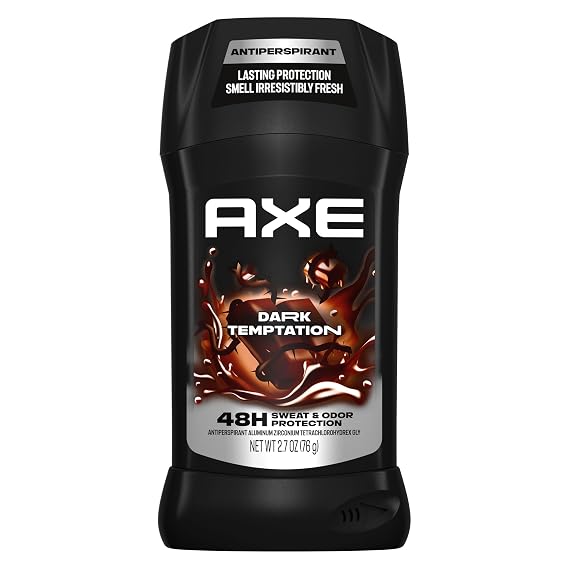 AXE Antiperspirant Stick for Men Dark Temptation 48 Hour Sweat and Odor Protection for Long Lasting Freshness Smooth Dark Chocolate Scent Men's Deodorant 2.7 oz