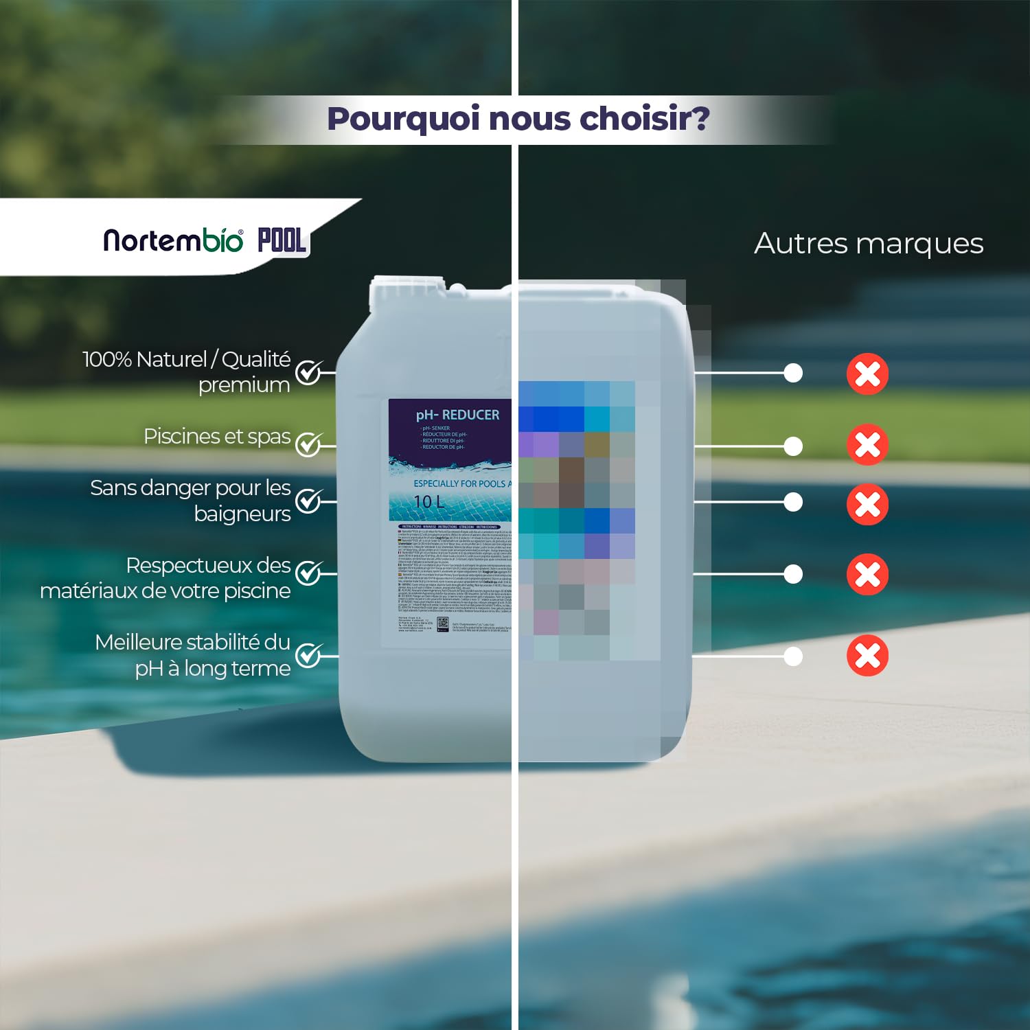 NortemBio pH- Minus 5 L Réducteur Organique pH pour Piscine et Spa Correcteur pH