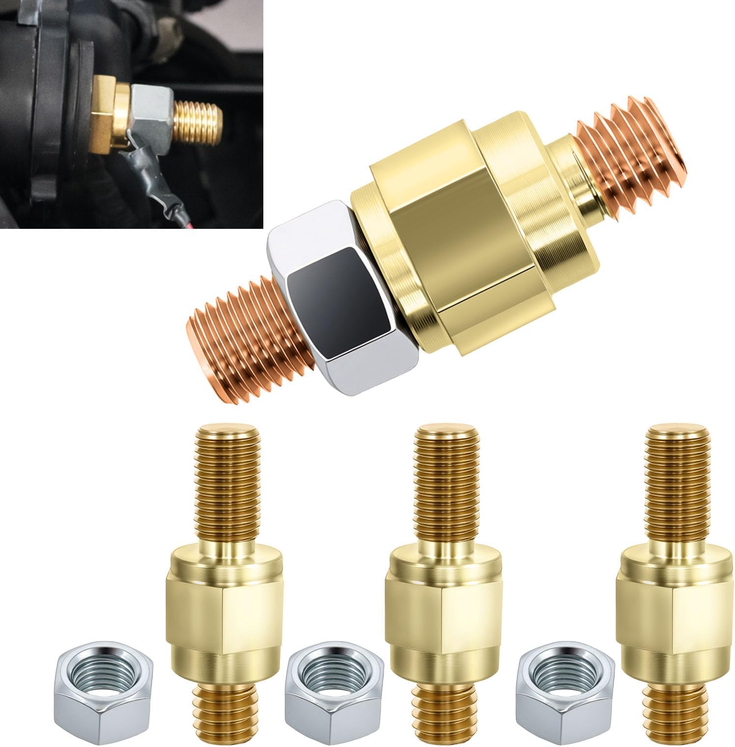 Side Post Battery Terminal Bolt, 3/8"-16 & 3/8"-24, Compatible with GM