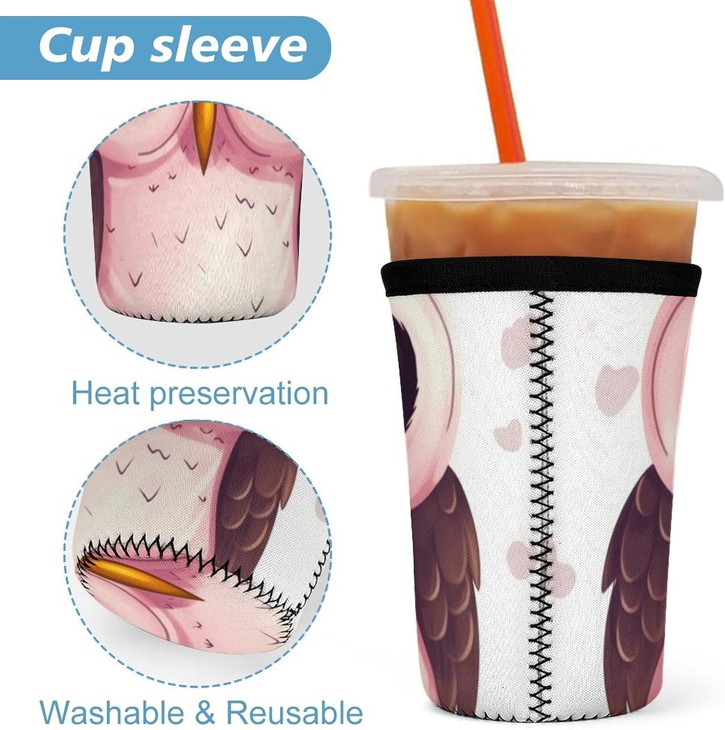 3 Pack Neoprene Cup Sleeves, Stretchy Reusable Drink Cup Cover Universal
