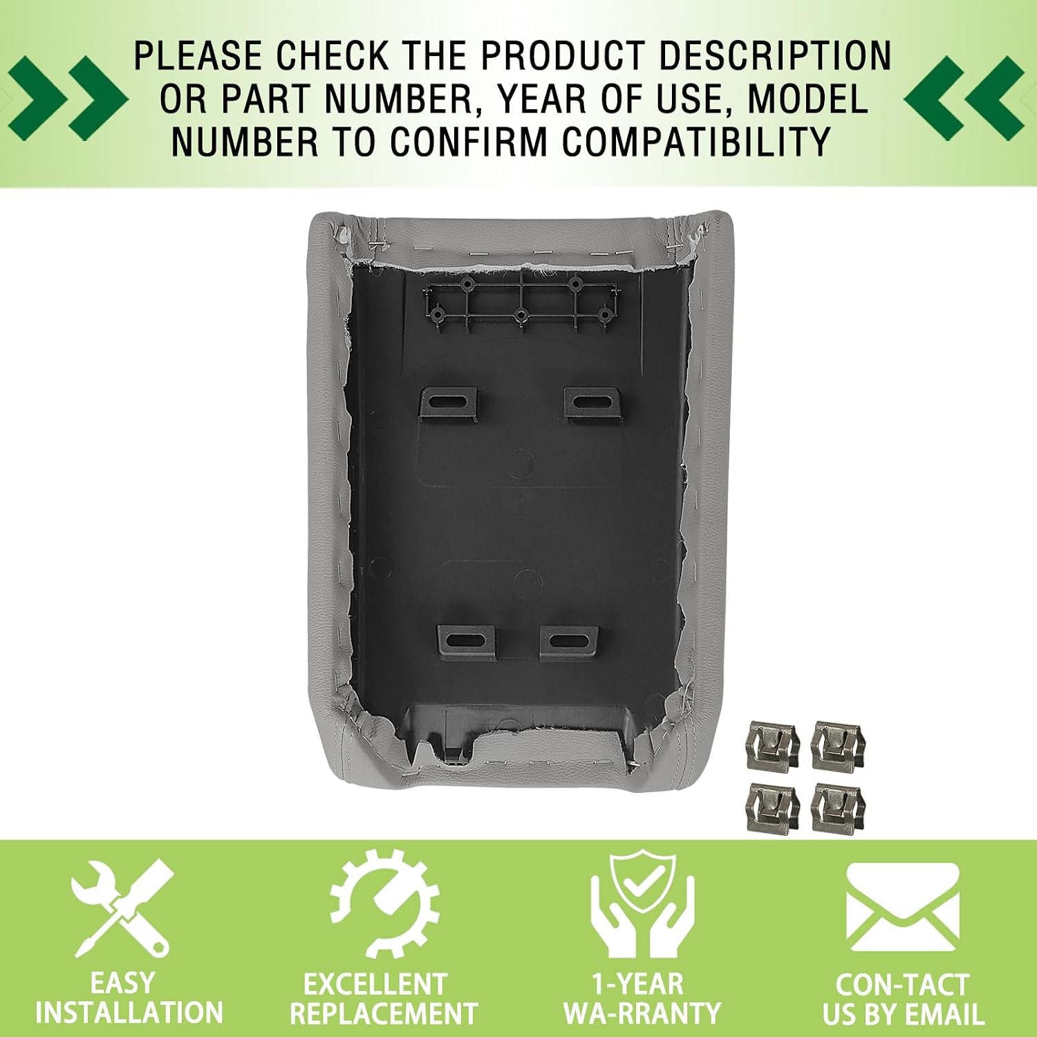 Front Center Console Armrest Lid Middle Console Cover Gray Compatible with 2008-2017 Chevy Traverse/Buick Enclave, 2007-2016 GMC Acadia, 2007-2010 Saturn Outlook Replaces 22905366 925-088