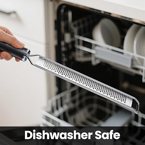 Miniatura 5 de Rallador de limón y queso prémium con asa, cítricos, parmesano, ajo, acero inoxidable afilado, 15 pulgadas