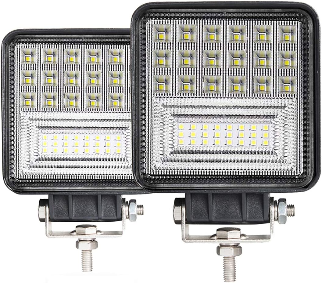 Willpower 2Pcs 4 Inch 126W Off Road Driving Lights Square LED Fog Light Spot Flood Combo Beam LED Cubes Work Lamps for Trucks Jeep Heavy Duty ATV UTV SUV Boat