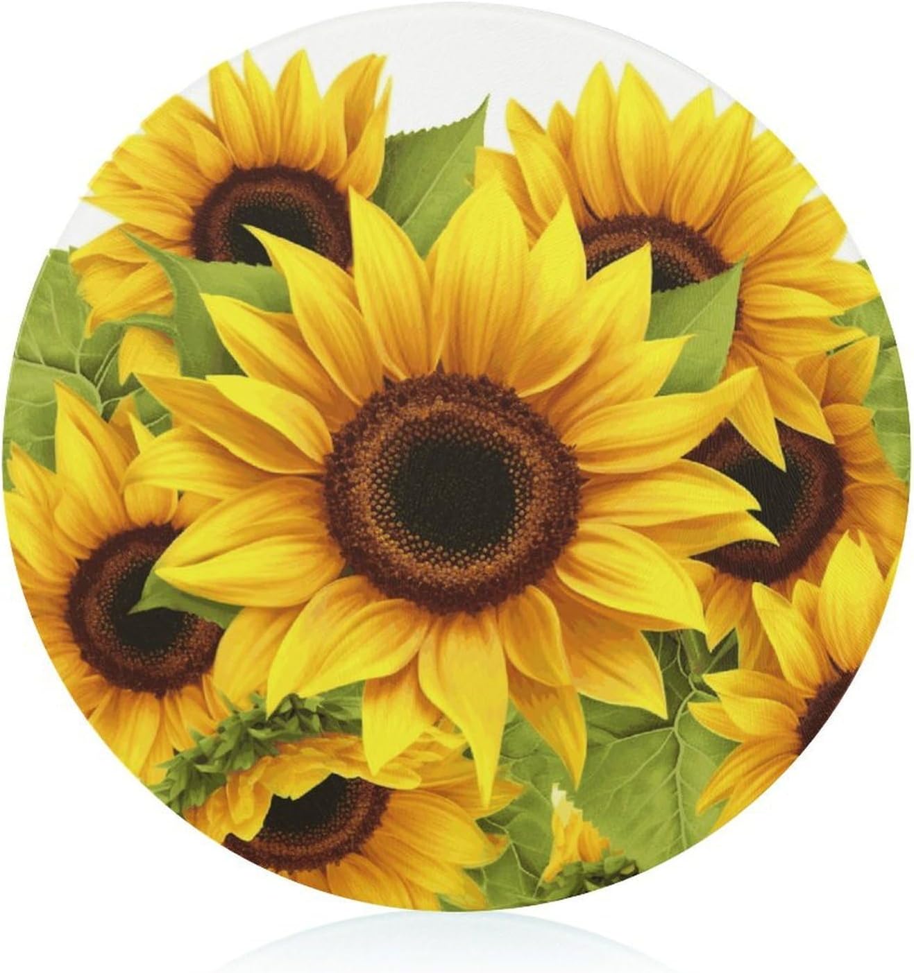 Sunflower Chopping Board for Vegetables, Tempered Glass Cutting Board for Kitchen, Non-Slip Round Chopping Boards, Cutting Mat for Countertop Restaurant, 7.9 In