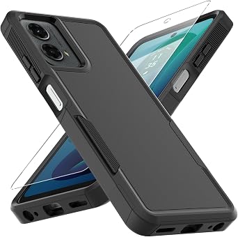 for Moto G 5G 2024 Case, [Military Grade Drop Tested] with Screen Protector, Dual Layer Protective Heavy Duty Cell Phone Cover Non-Slip Shockproof Case for Motorola Moto G 5G 2024 Black