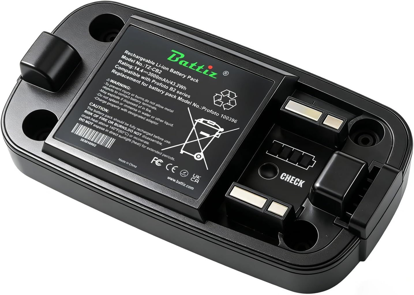 Replacement Battery for Profoto B2 250 AirTTL, Compatible with 100396, 14.4V 3000mAh Li-Ion Battery Pack, Fully Decoded & Accurate Power Level Display, Supports Original 2.8A Charger