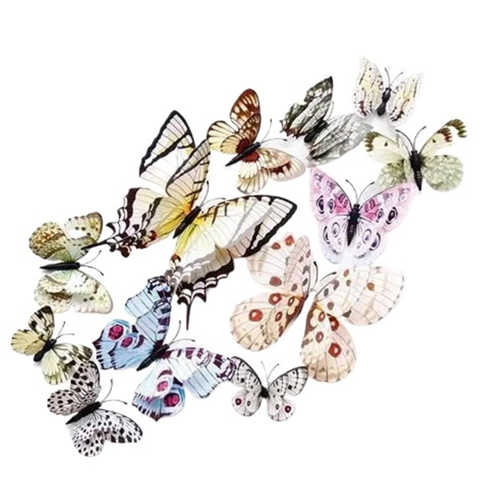 12Pcs 3D Double Layer Butterflies DIY Wall Stickers Home Room Decor Birthday Party Wedding Decoration Decals(12pcs-09)