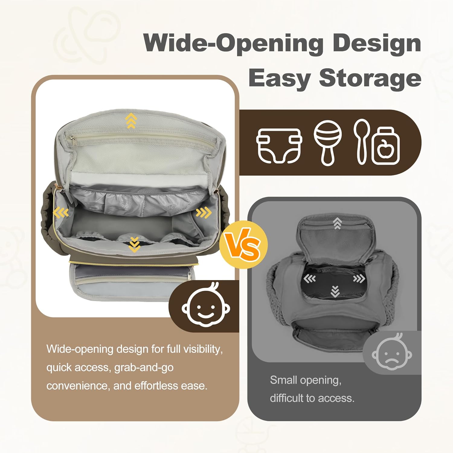 Compact Diaper Bag Backpack – Lightweight & Waterproof Baby Bag for Moms & Dads, Includes Changing Pad & Stroller Straps, Small Travel Diaper Backpack for Daily Use –Taupe