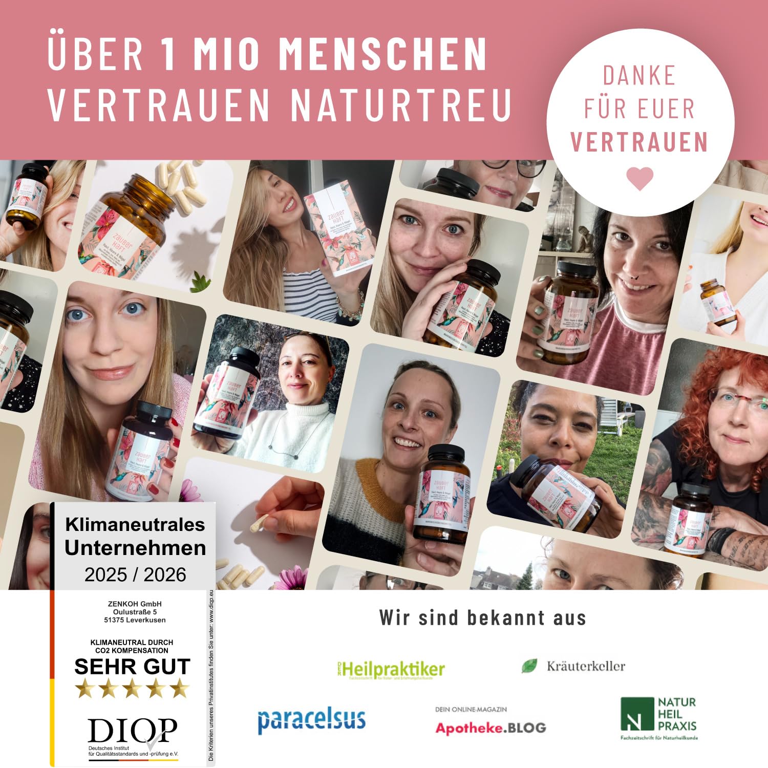 NATURTREU® Haar Vitamine - 451mg Silizium hochdosiert & Biotin Zink Selen für Haare - Kieselsäure aus Bambus, Kupfer, Iod, Brennnessel und B-Vitamine - 120 Kapseln - Vegan aus Deutschland