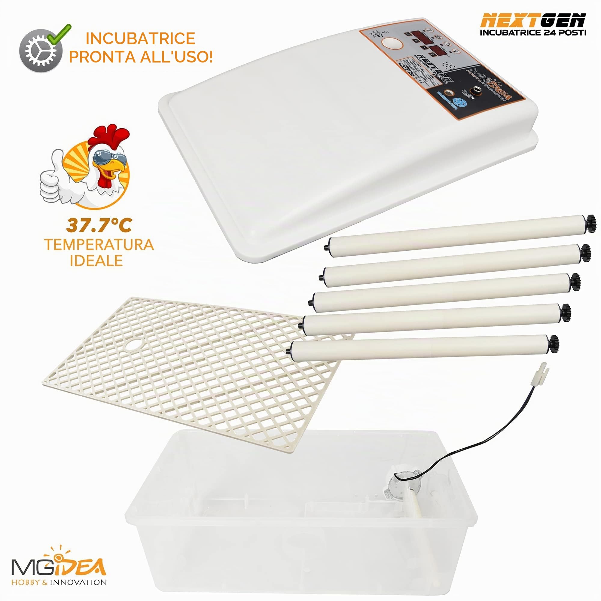 incubatrice incubatore digitale girauova rotazione automatica tester sperauova luce led pollame uova 24 posti controllo temperatura umidità tutte specie gallina quaglia pernice fagiana tacchina