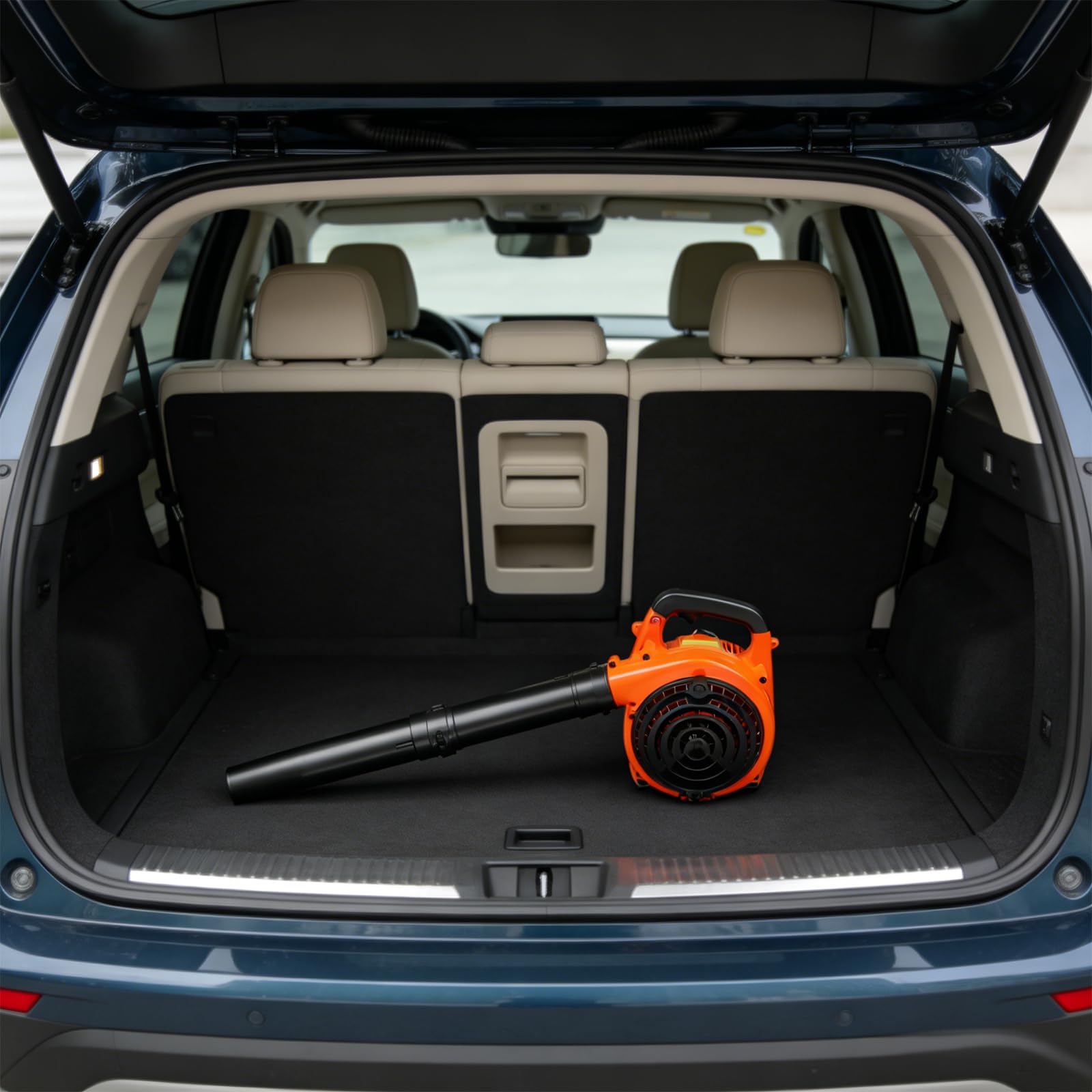 Soplador de hojas y soplador de hojas de gasolina 2 en 1 – 25,4 CCM 2 tiempos gasolina trituradora manual con 2 tubos de soplado y bolsa de recolección para jardín, 7000 rpm