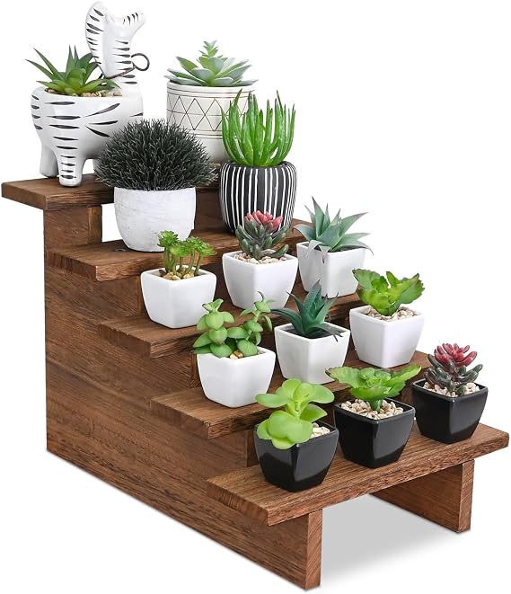 Ikee Design 5-Tier Wooden Display Stand for Plants & Collectibles