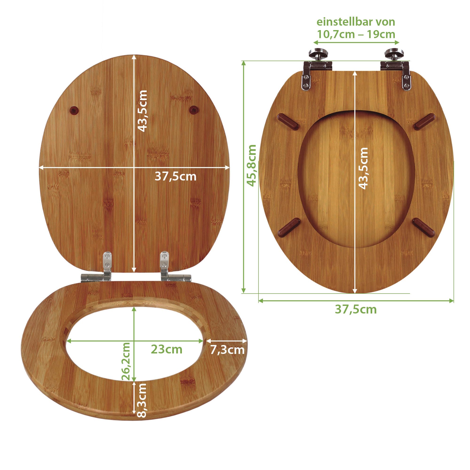 banjado® Hochwertig gravierter Design WC Sitz Bambus Absenkautomatik Katzenliebe/Toilettendeckel mit Absenkautomatik Holz/Bambus Klodeckel/WC-Sitz für alle gängigen Toiletten